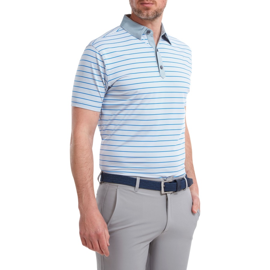Accented Stripe Lisle Footjoy Grey-White-Blue