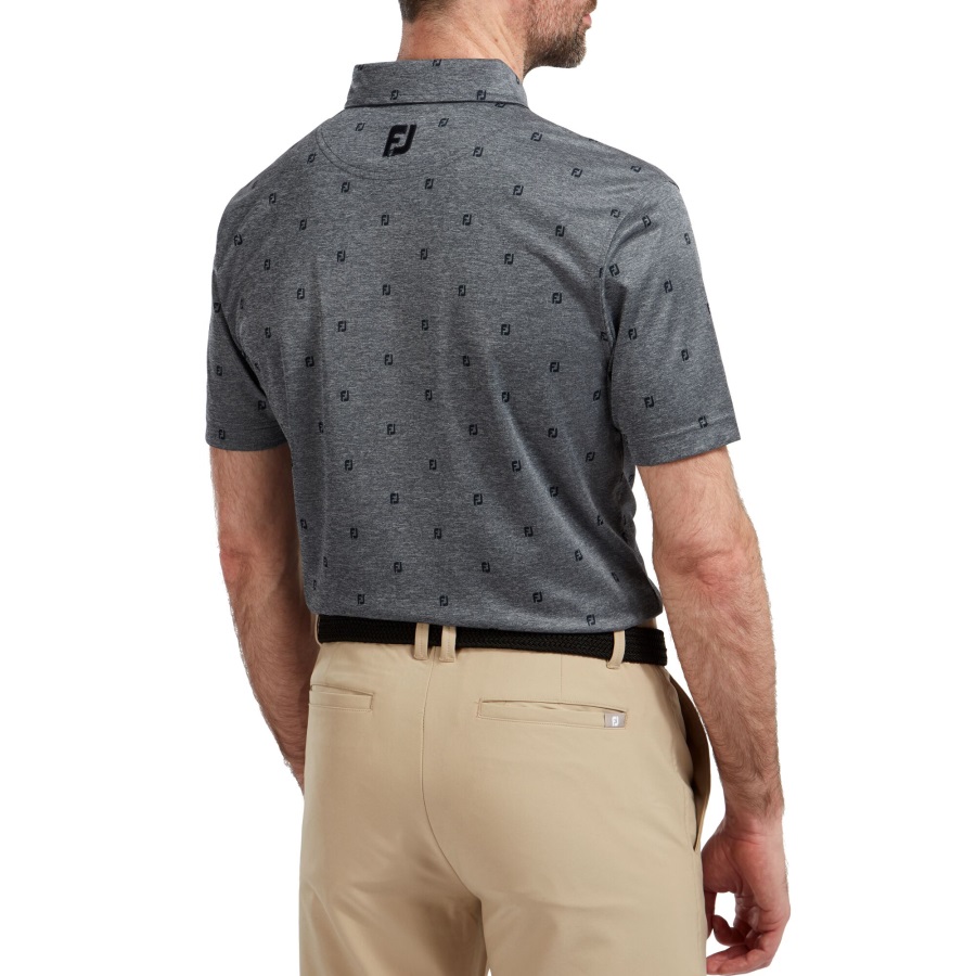 Footjoy Navy Smooth Pique FJ Tonal Print