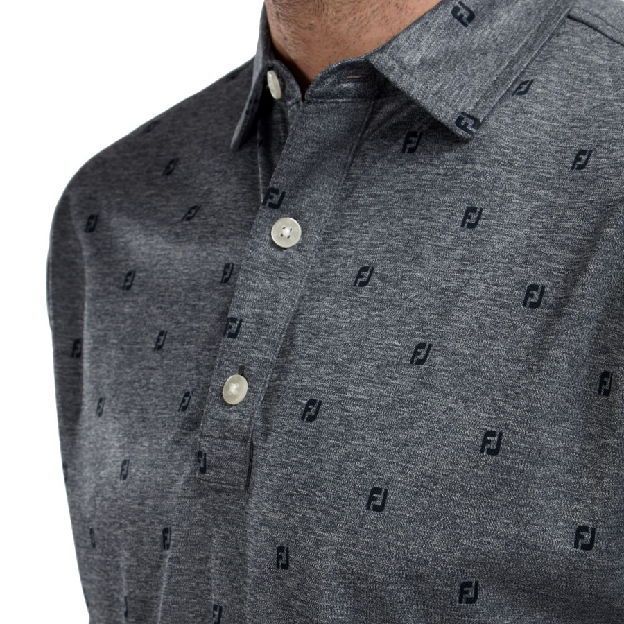Footjoy Navy Smooth Pique FJ Tonal Print