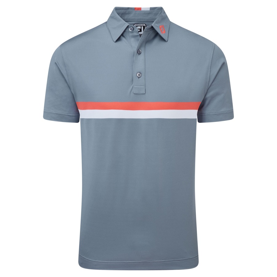 Footjoy Grey-Orange-White Double Chest Band Pique