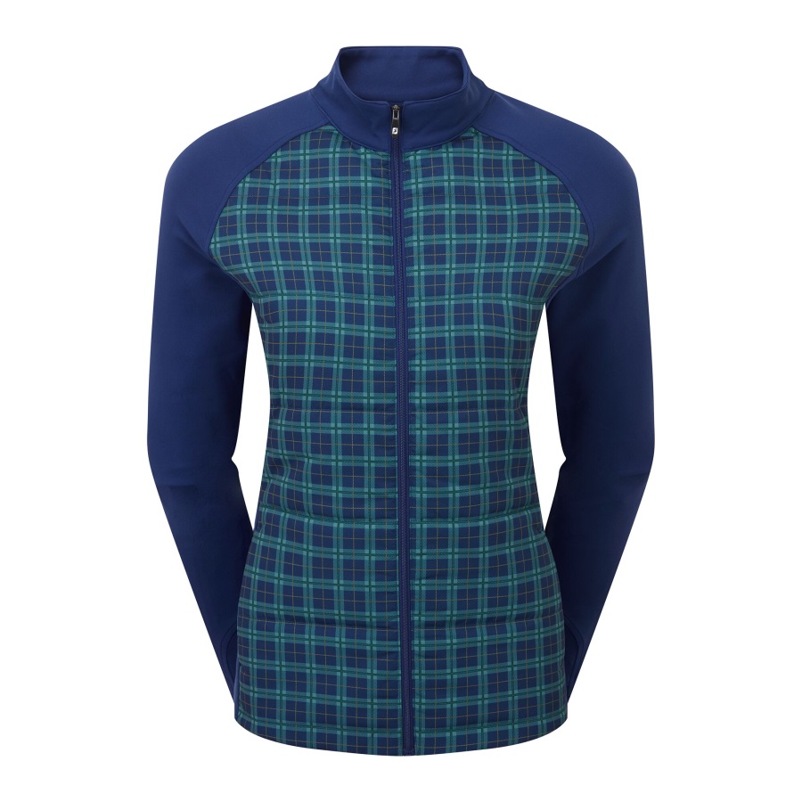 Footjoy Open Blue-Tartan Open Full-Zip Hybrid Jacket Women