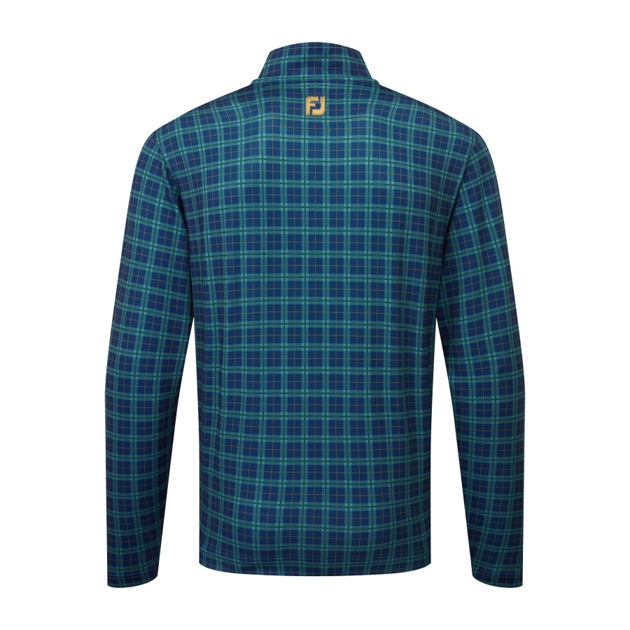Official Tartan Knit Midlayer Footjoy Open Blue-Multi