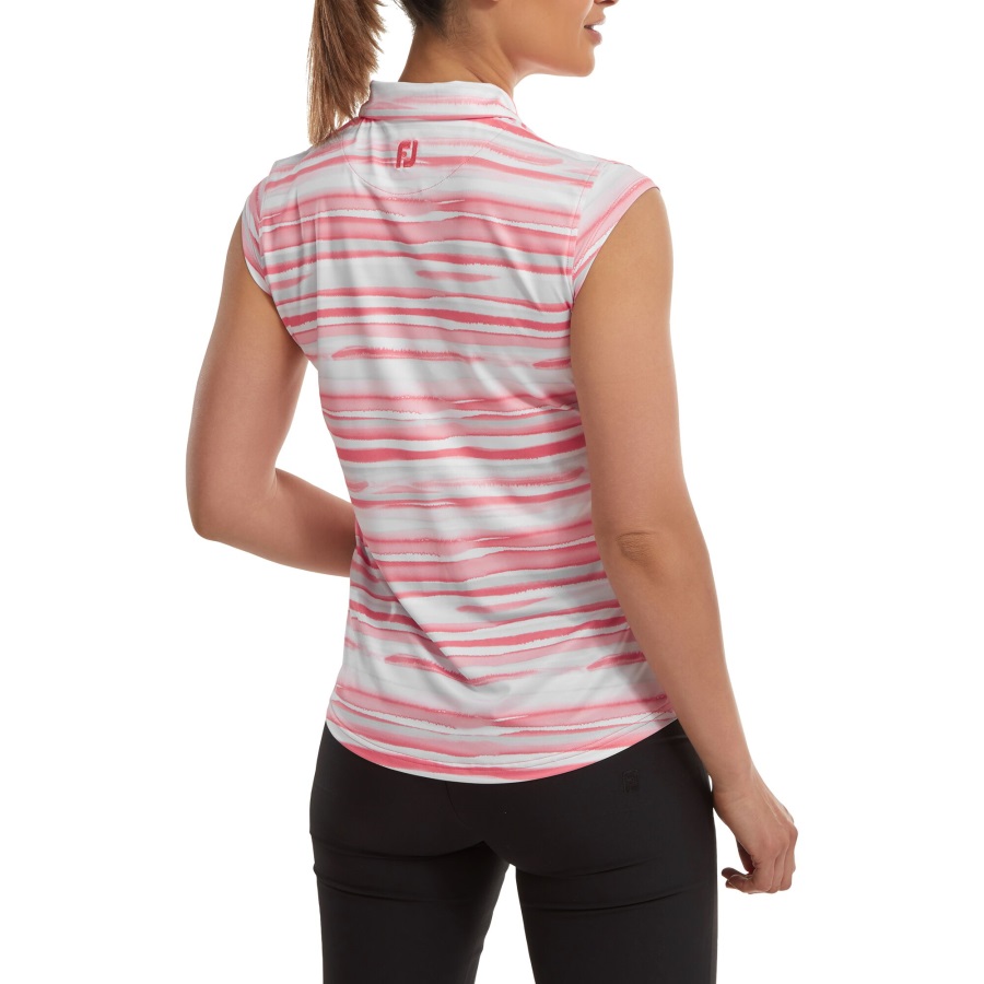 Cap Sleeve Watercolour Print Lisle Bright Coral Footjoy
