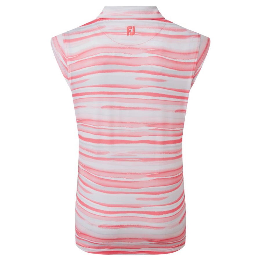 Cap Sleeve Watercolour Print Lisle Bright Coral Footjoy