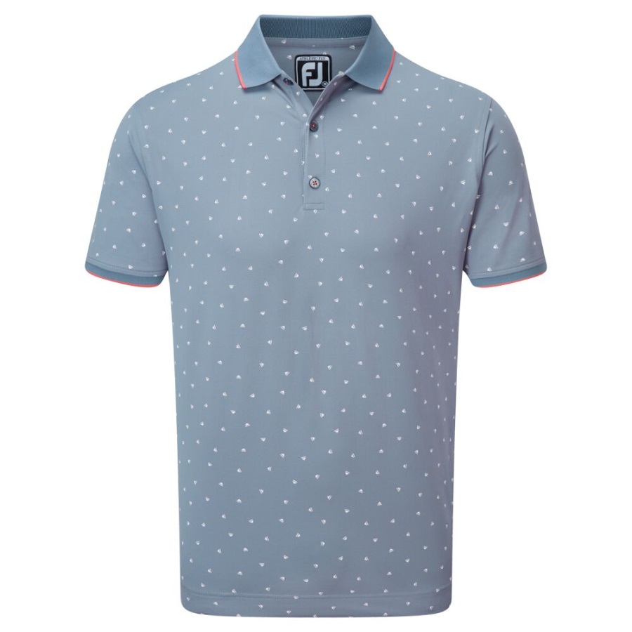 Grey-White Footjoy Push Play Print Pique
