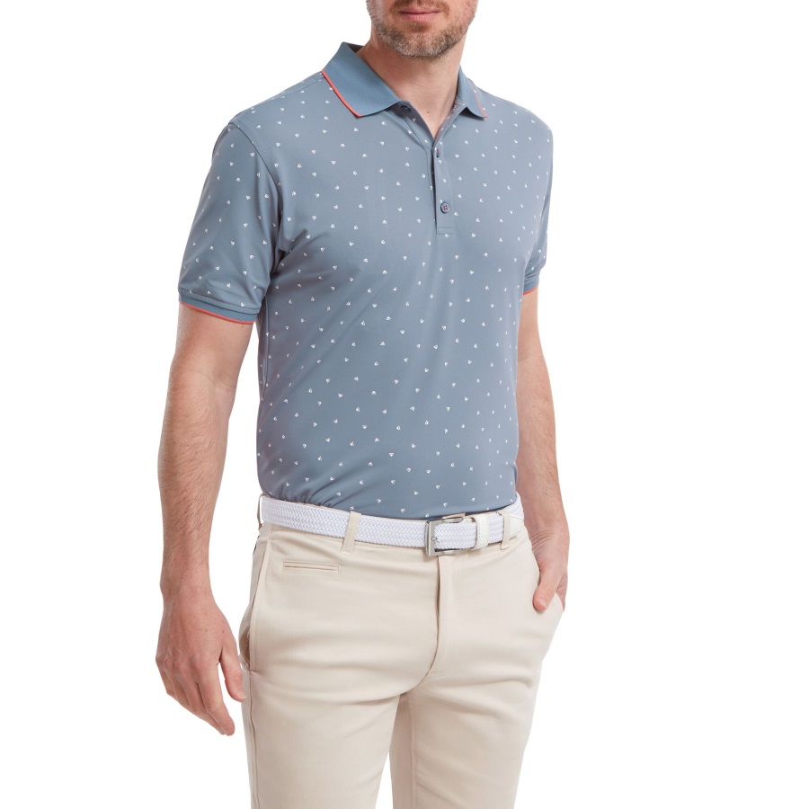 Grey-White Footjoy Push Play Print Pique