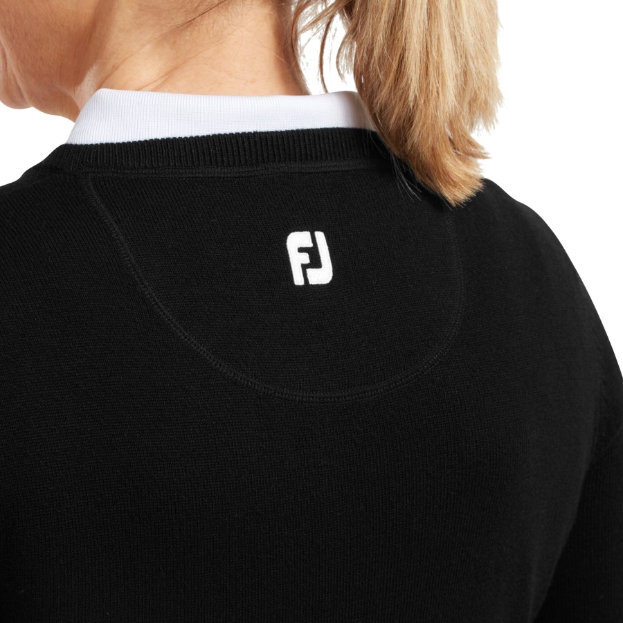 Black Wool Blend V-Neck Pullover Women Footjoy