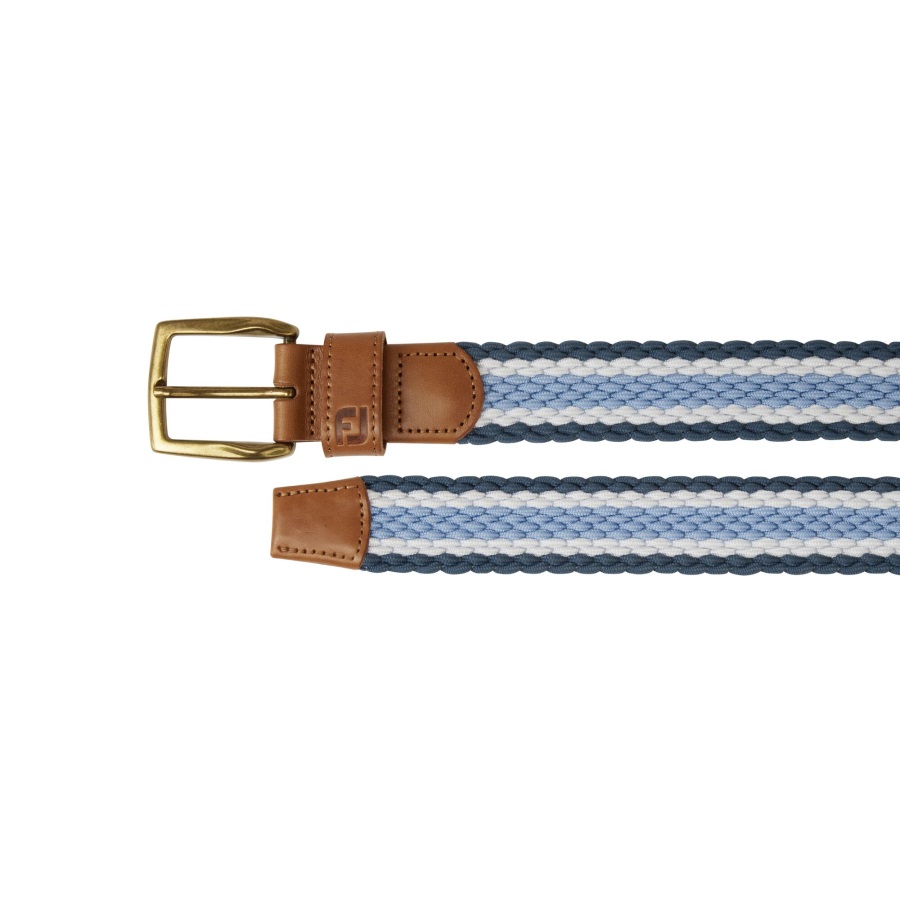Footjoy Striped Braided Belt Ink-White-Dusk Blue
