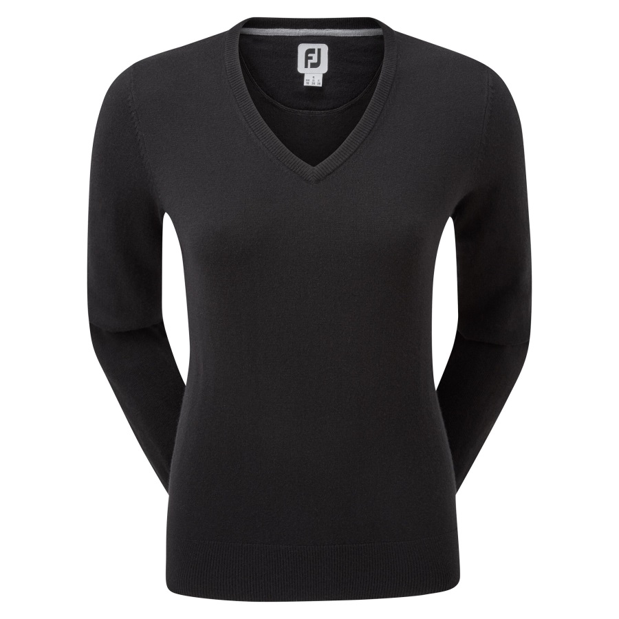 Black Wool Blend V-Neck Pullover Footjoy