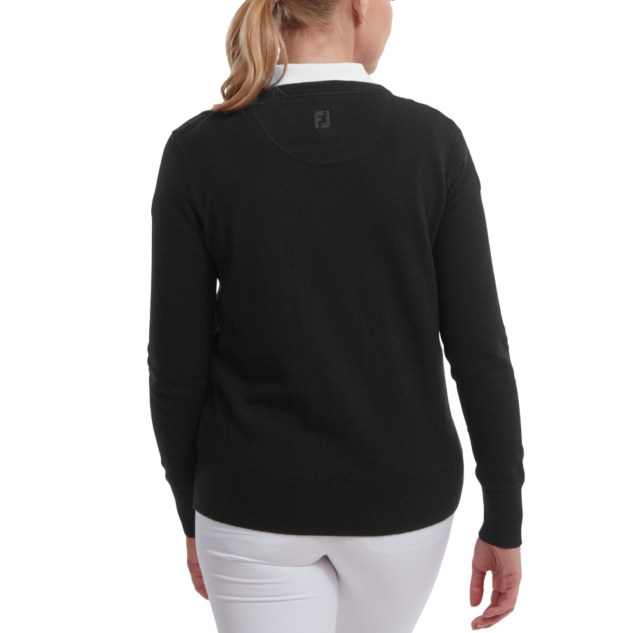 Black Wool Blend V-Neck Pullover Footjoy