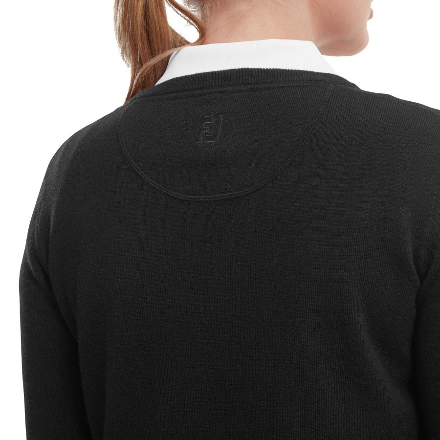 Black Wool Blend V-Neck Pullover Footjoy