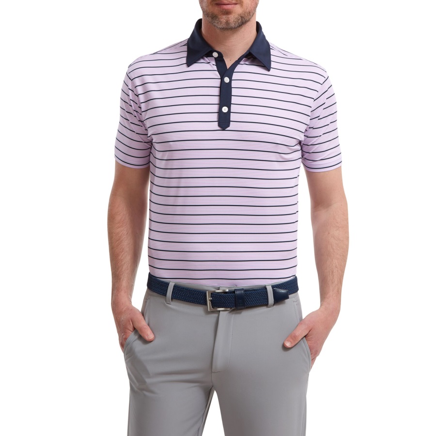 Lavender-White-Navy Accented Stripe Lisle Footjoy