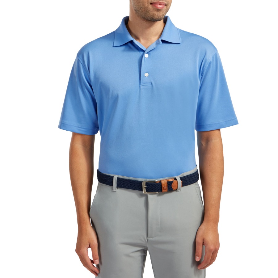 Light Blue Stretch Pique Solid Knit Collar Footjoy