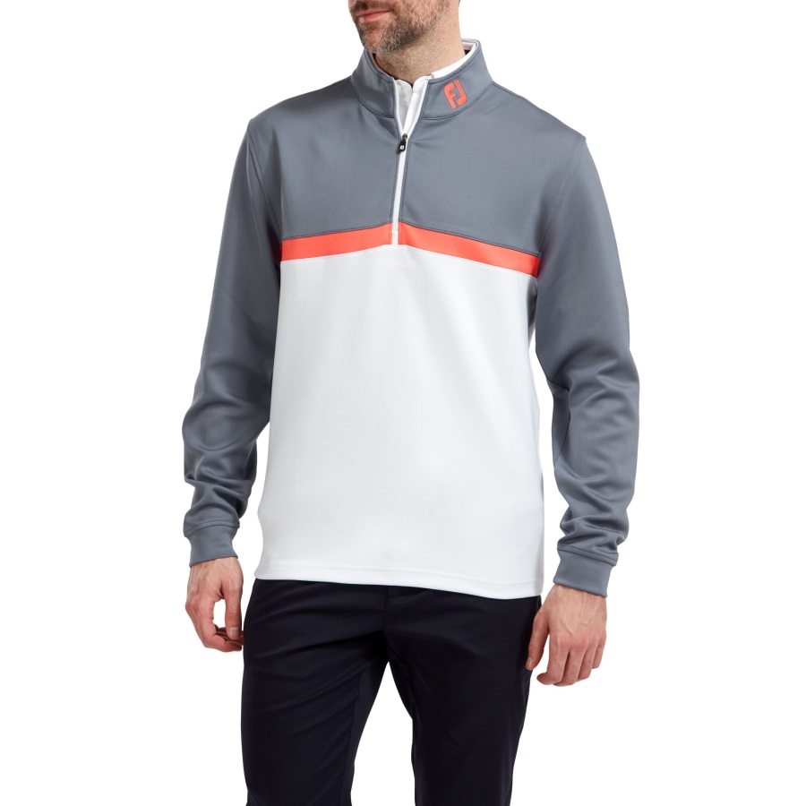 Footjoy Colour Blocked Chill-Out Pullover Slate-White-Coral