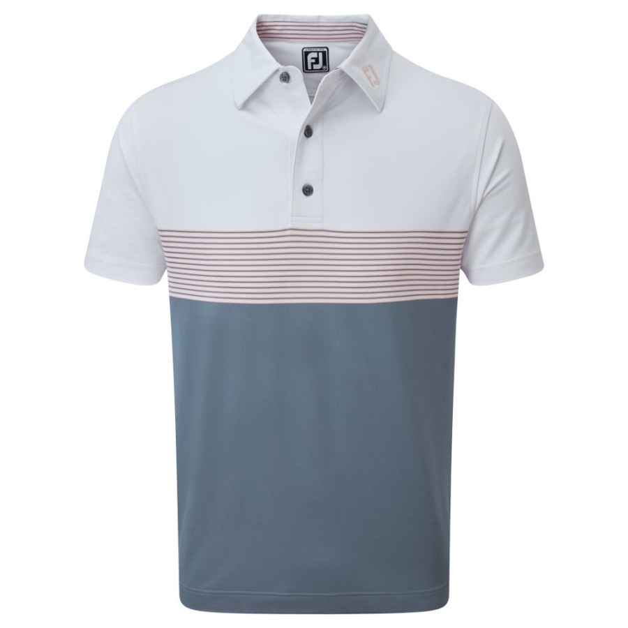 White-Grey-Pink Colour Block Pique Footjoy