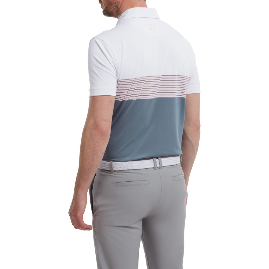 White-Grey-Pink Colour Block Pique Footjoy
