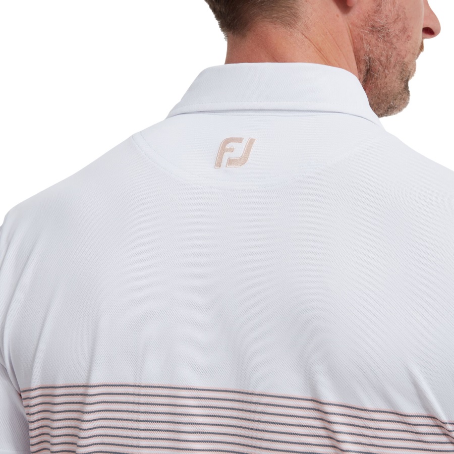 White-Grey-Pink Colour Block Pique Footjoy