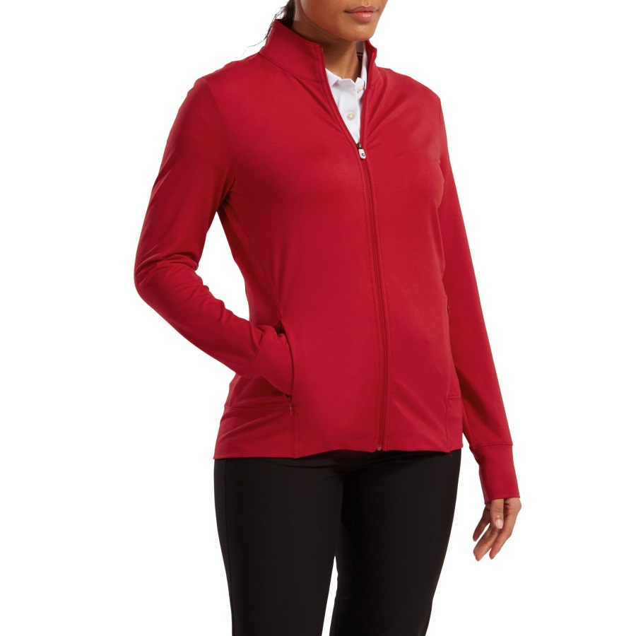 Red Women's Full-Zip Knit Mid-Layer Footjoy