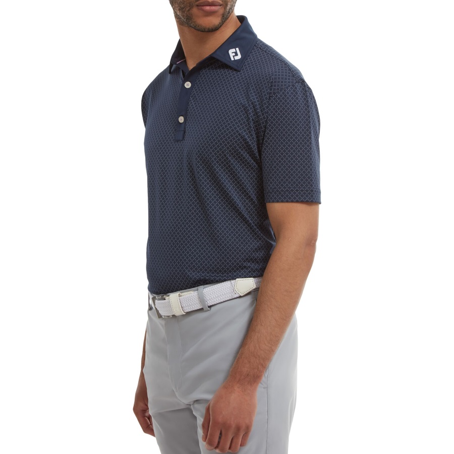 Diamond Dot Print Lisle Navy-White Footjoy