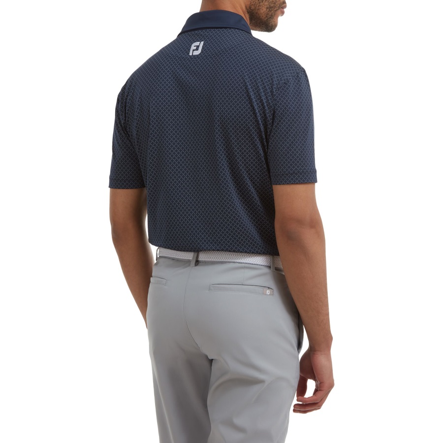 Diamond Dot Print Lisle Navy-White Footjoy