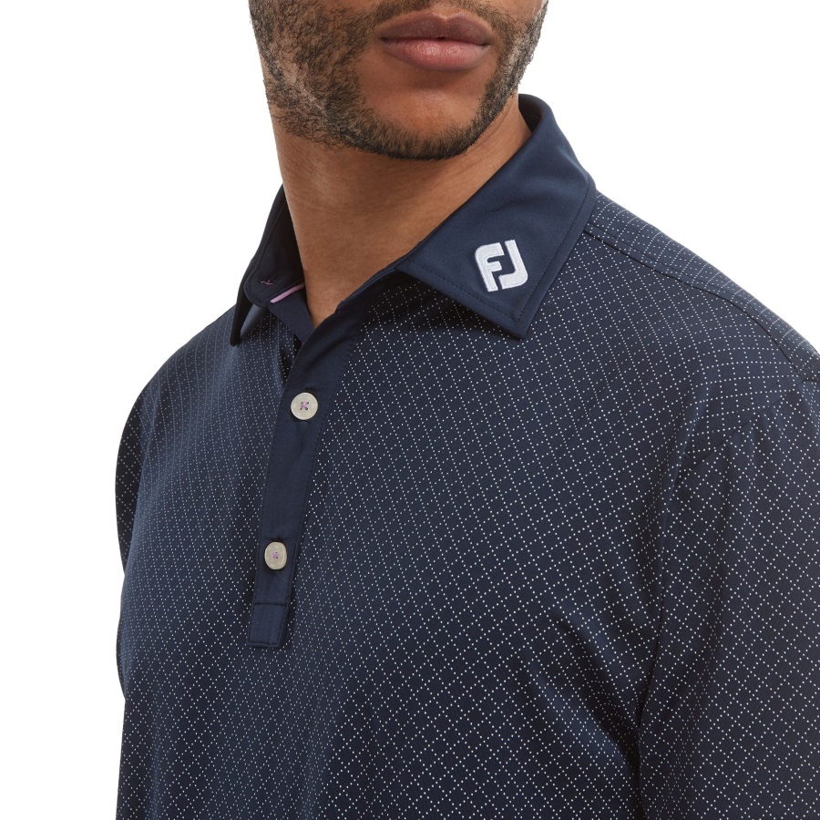 Diamond Dot Print Lisle Navy-White Footjoy