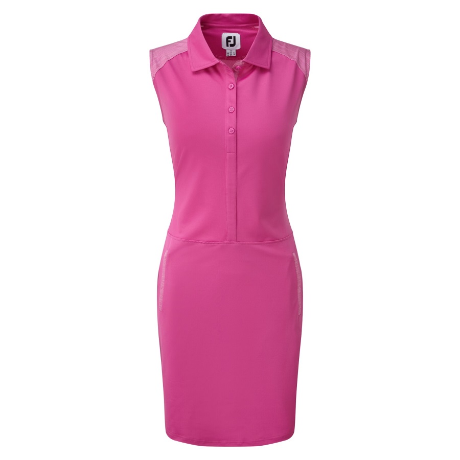 Footjoy Women's Cap Sleeve Pique Dress with laser Perf. Overlay Rose