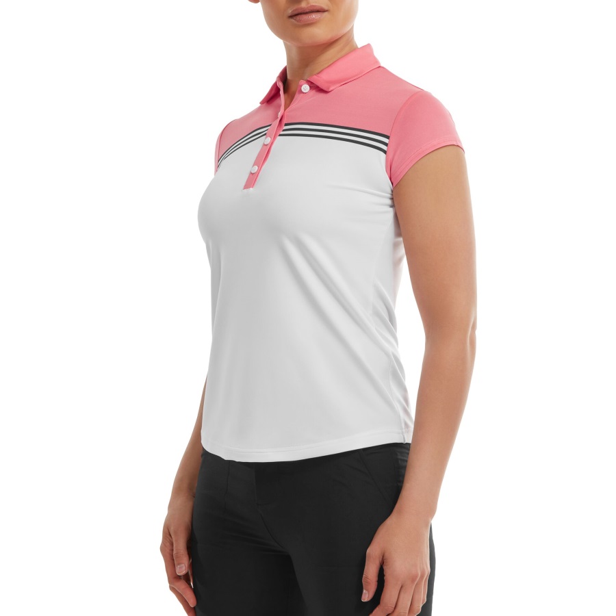 Footjoy Engineered Colour Block Lisle White-Bright Coral