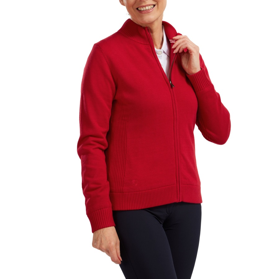 Footjoy Red Full-Zip Lined Pullover Women