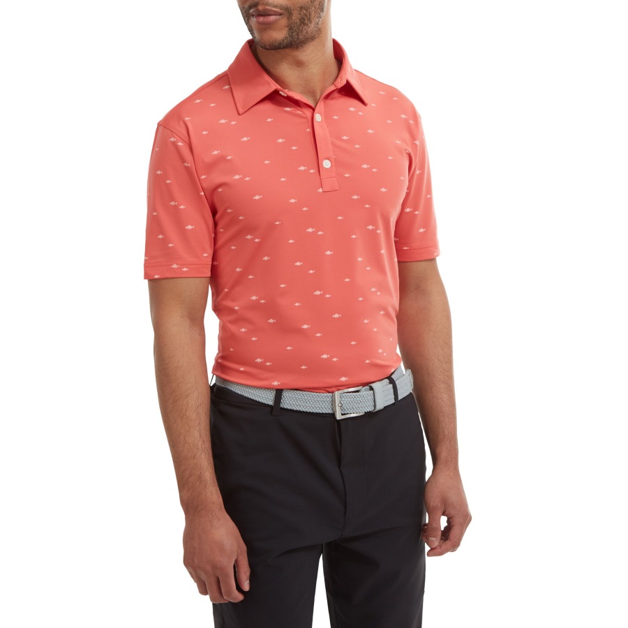 Footjoy School of Fish Print Lisle Orange