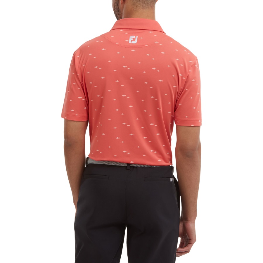 Footjoy School of Fish Print Lisle Orange