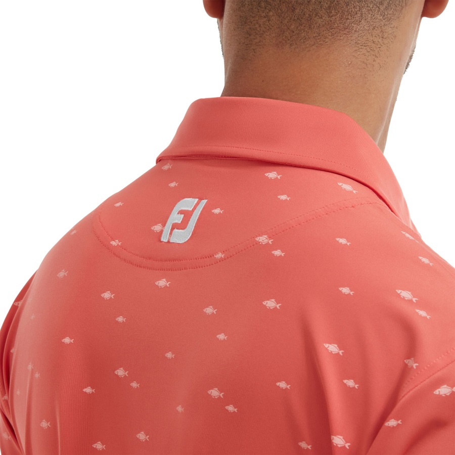 Footjoy School of Fish Print Lisle Orange