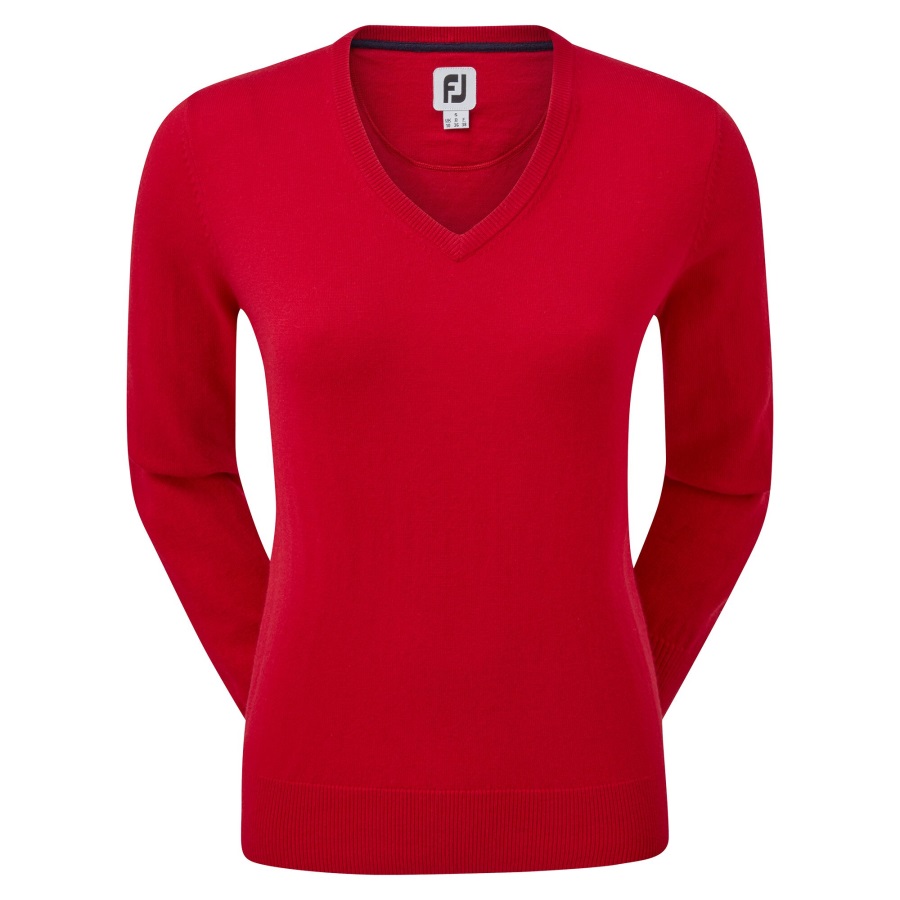 Wool Blend V-Neck Pullover Footjoy Red