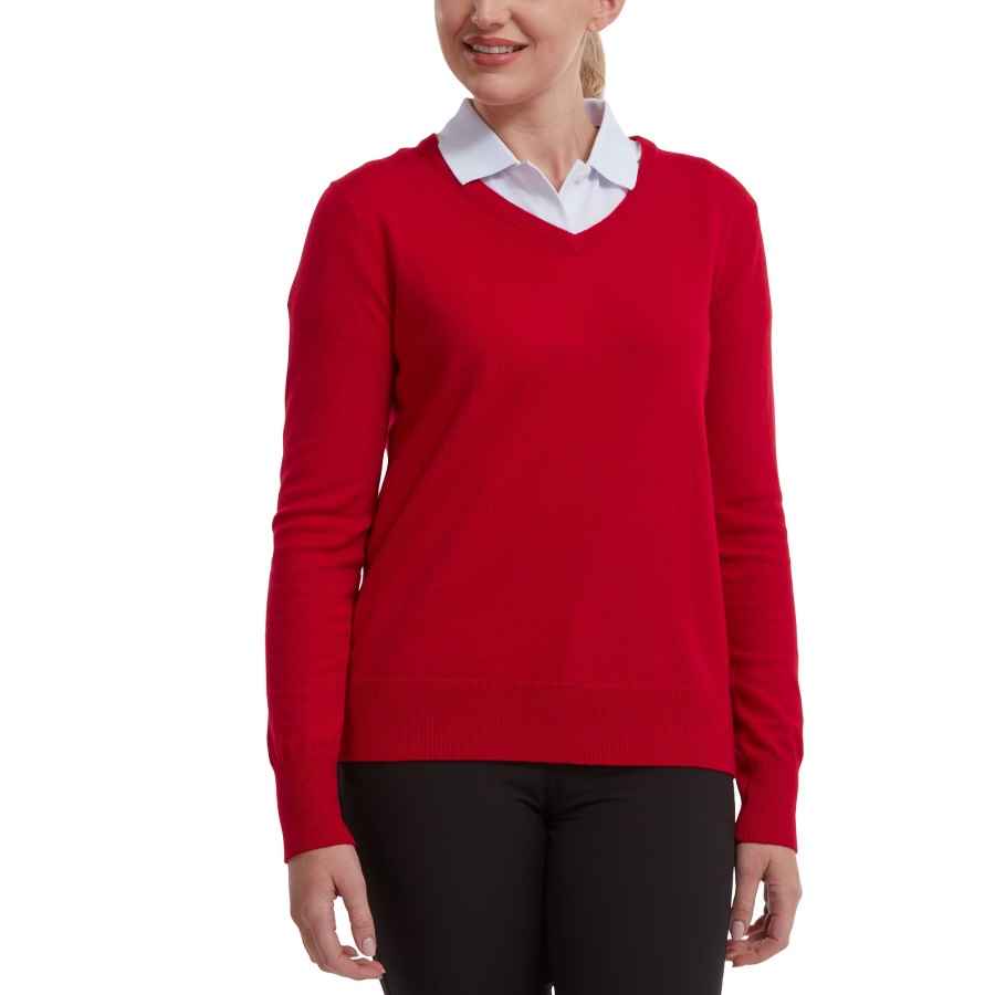 Wool Blend V-Neck Pullover Footjoy Red