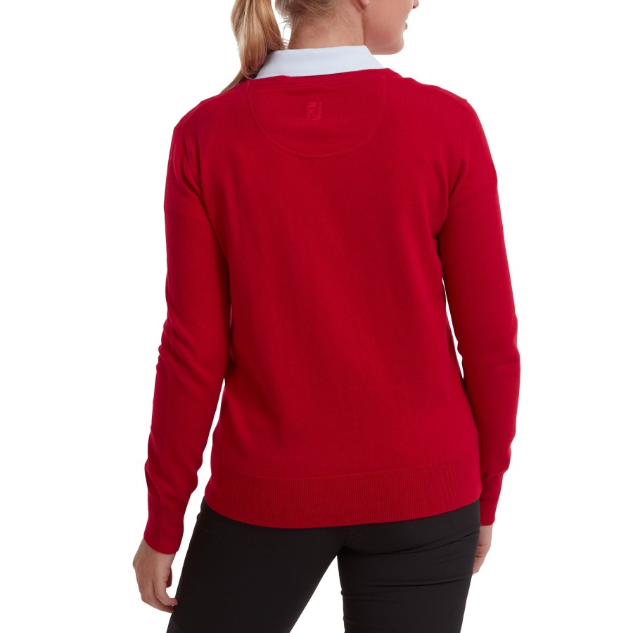 Wool Blend V-Neck Pullover Footjoy Red
