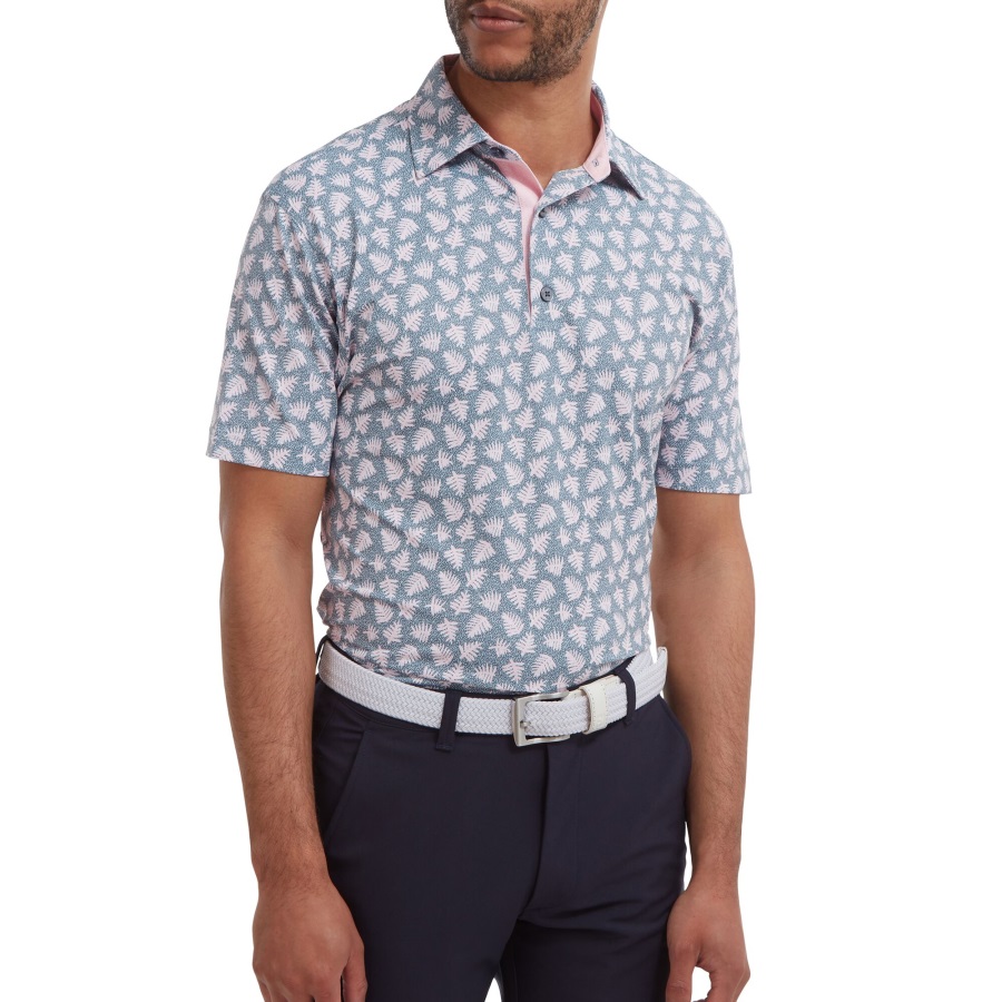 Grey-Pink Footjoy Shadow Palm Print Pique