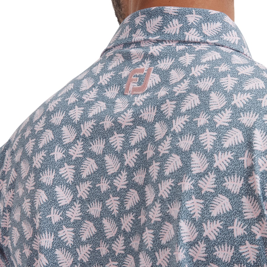 Grey-Pink Footjoy Shadow Palm Print Pique