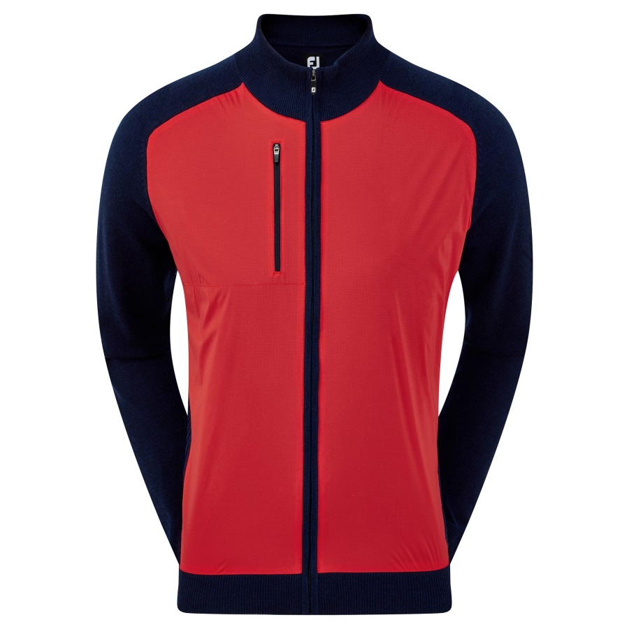 Footjoy Wool Blend Tech Full-Zip Sweater Red-Navy