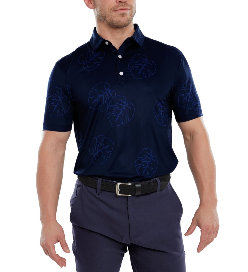 Footjoy Jungle Leaf Pique Navy Tonal