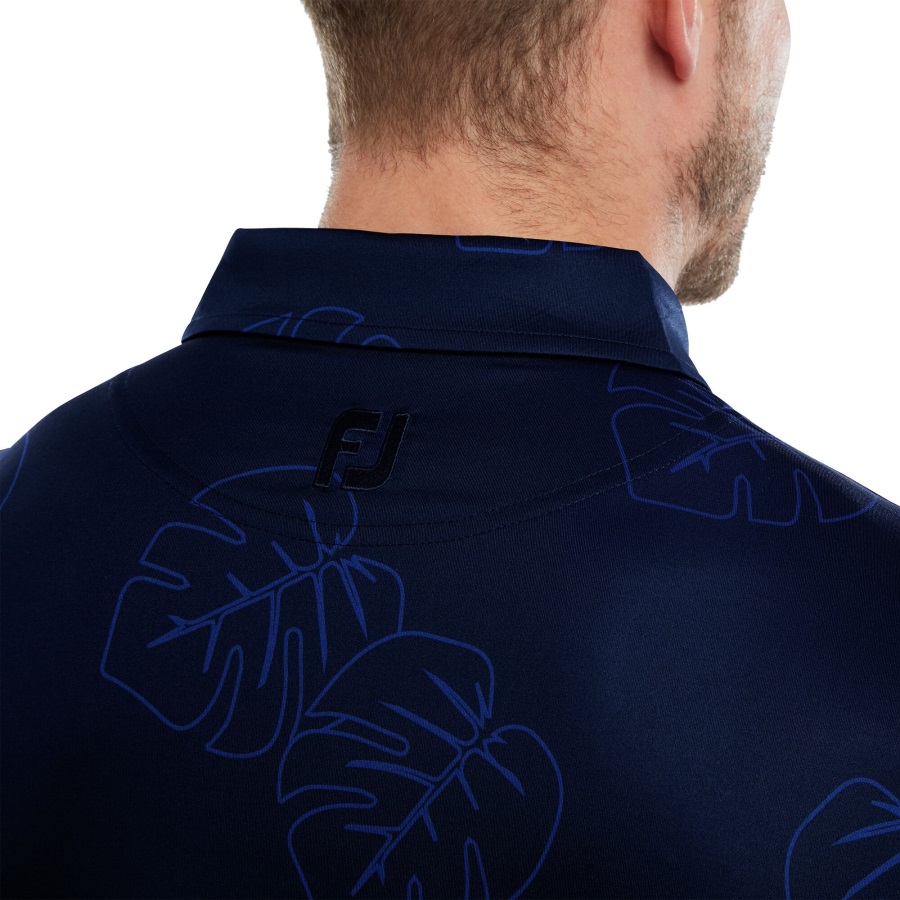 Footjoy Jungle Leaf Pique Navy Tonal