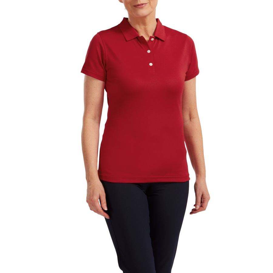 Footjoy Red Stretch Pique Solid Women