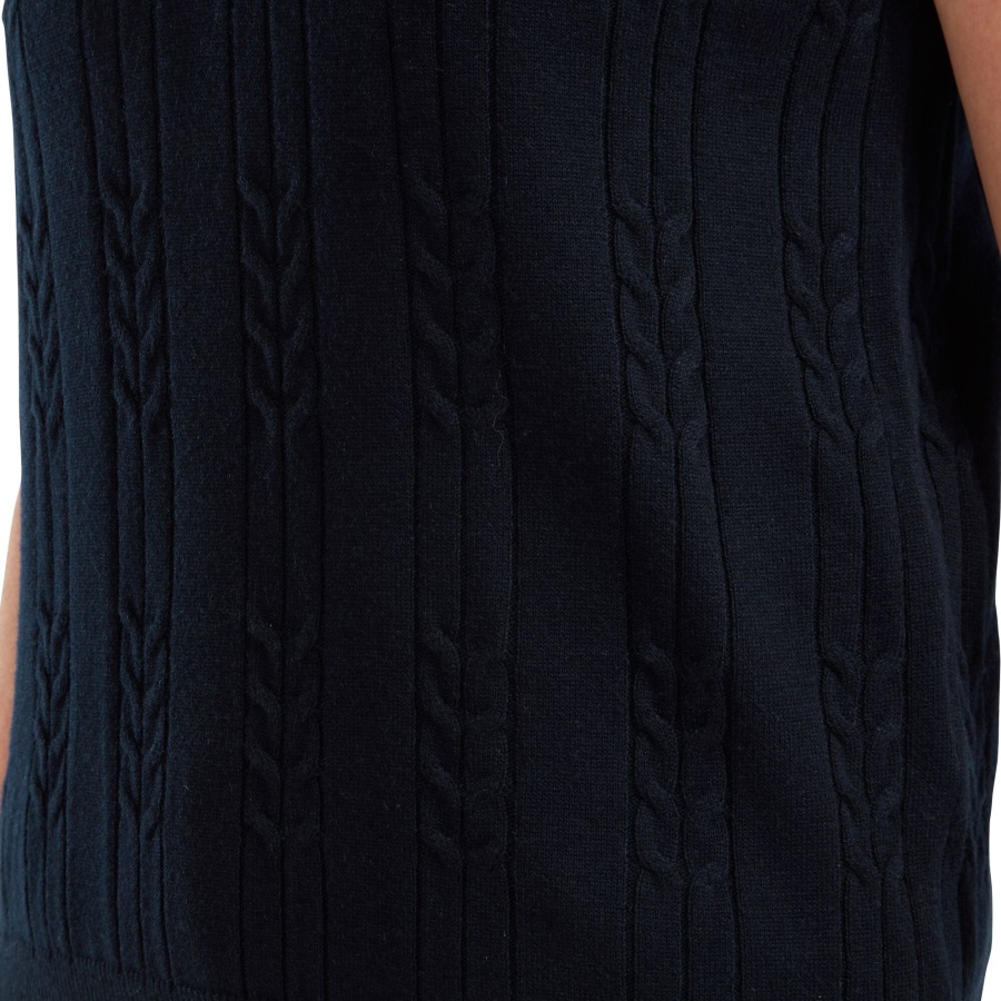 Navy Women's Wool Blend Cable Knit V-Neck Vest Footjoy