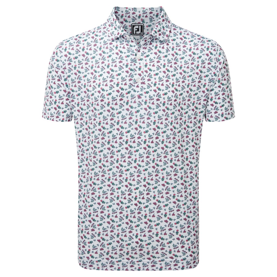 Footjoy White-Watermelon-Sea Green Mini Floral Lisle