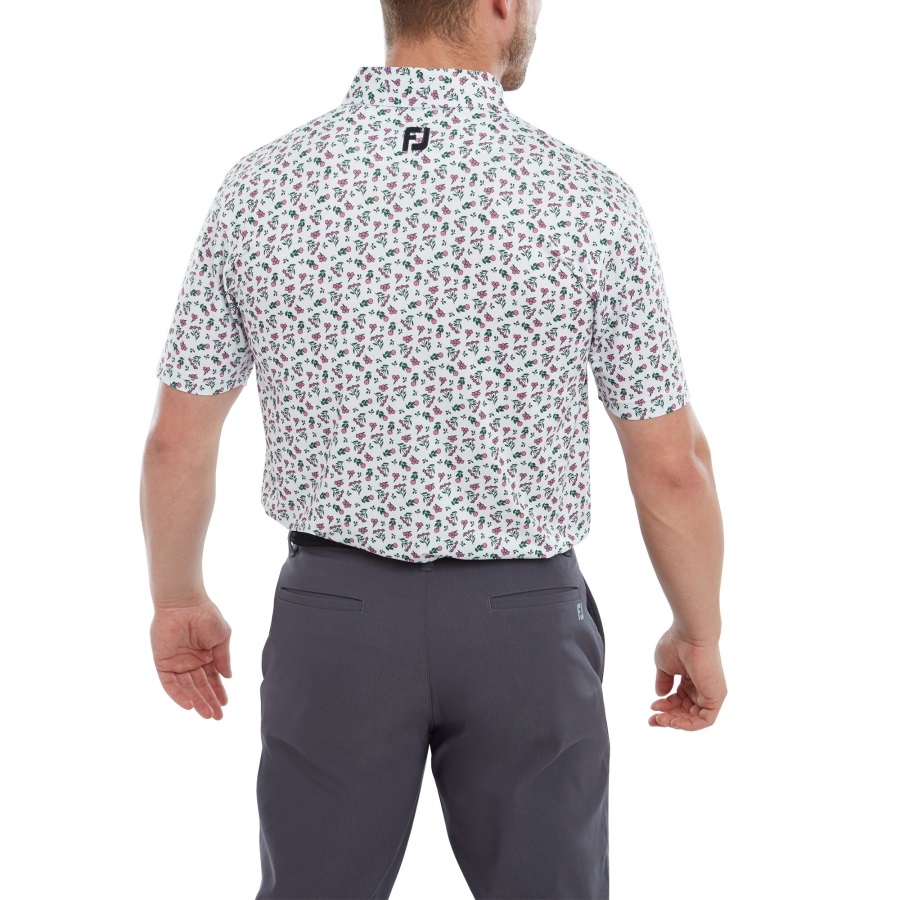 Footjoy White-Watermelon-Sea Green Mini Floral Lisle