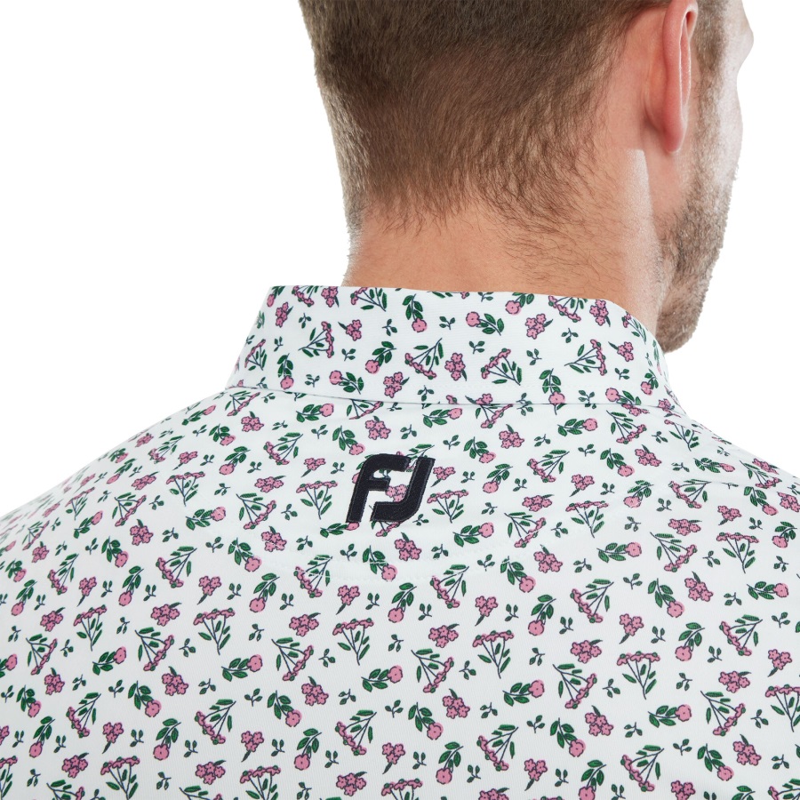 Footjoy White-Watermelon-Sea Green Mini Floral Lisle