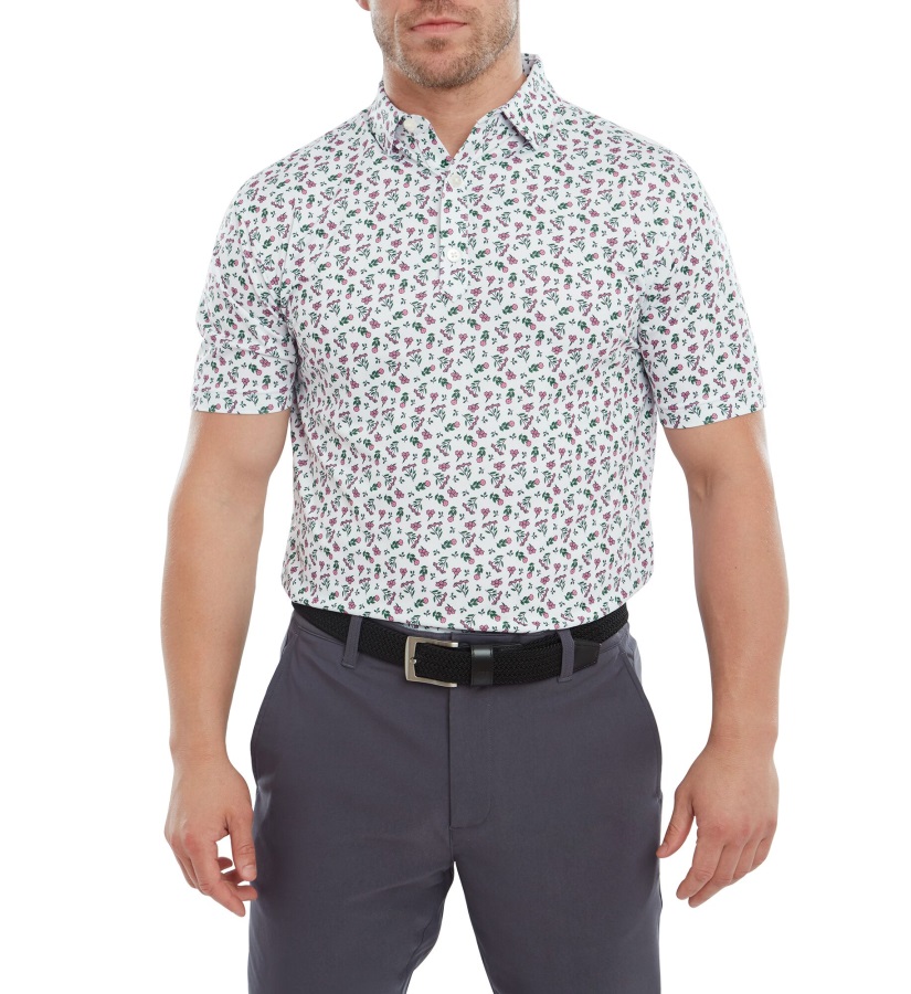 White-Watermelon-Sea Green Mini Floral Lisle Footjoy