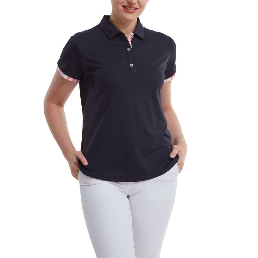 Watercolour Trim Pique Footjoy Navy
