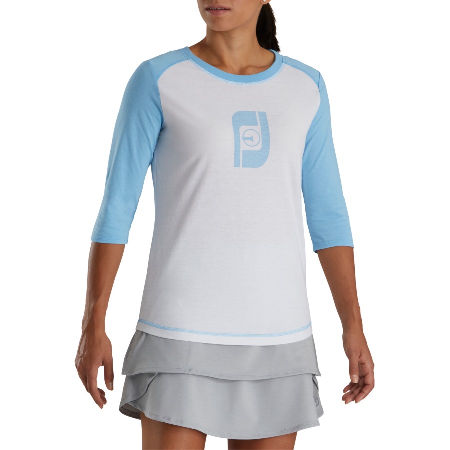 FJ Heritage Graphic T-Shirt Women White-Light Blue Footjoy
