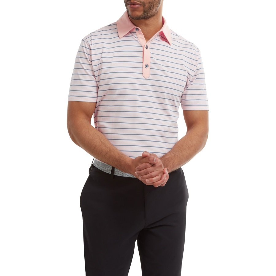 Pink-White-Grey Footjoy Accented Stripe Lisle