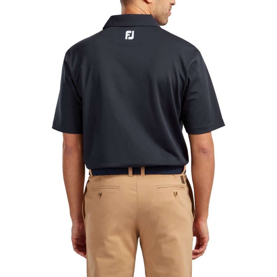 Navy Footjoy Stretch Pique Solid Knit Collar