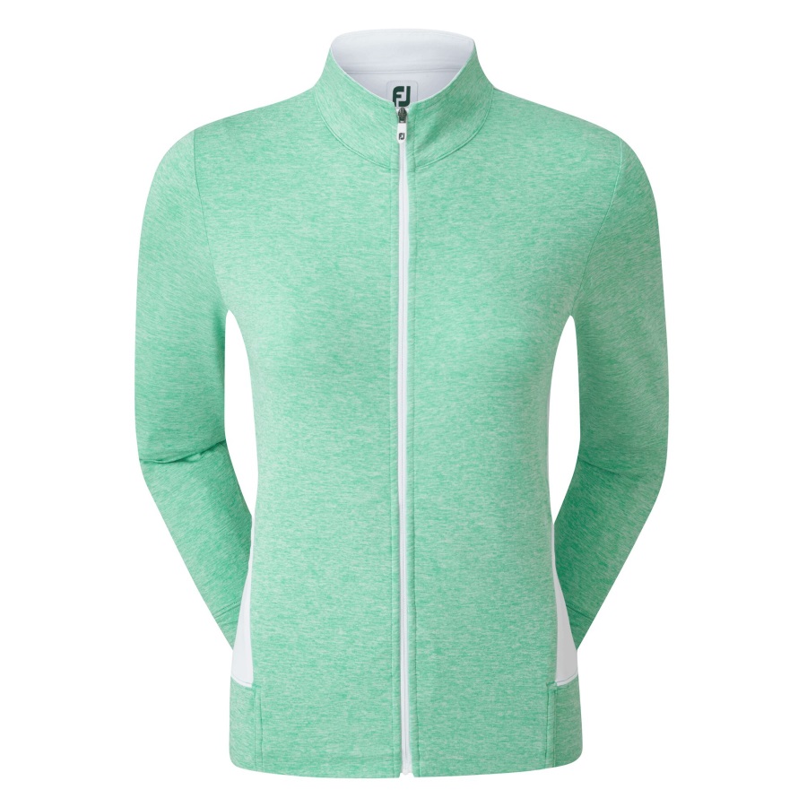 Jade Stone-White Women's Full-Zip Knit Mid-Layer Footjoy